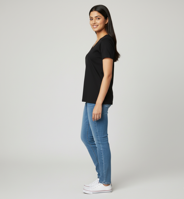 Black V-Neck Essential Tee - Image 2