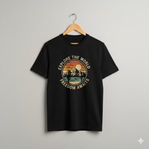 Black Vintage Retro Print Tee