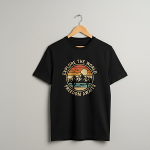 Black Vintage Retro Print Tee