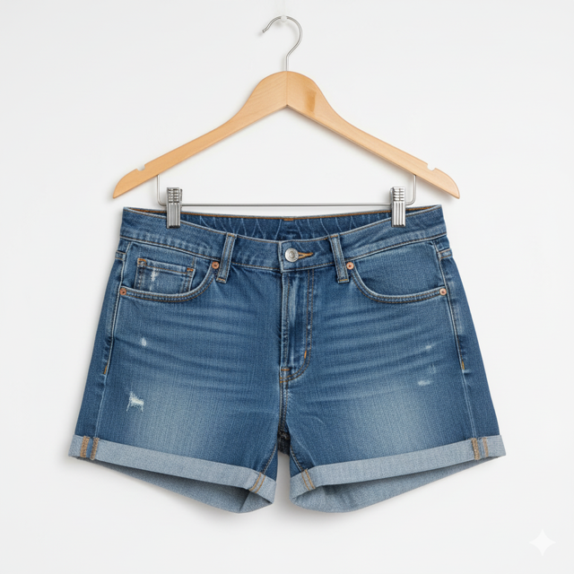Dark Blue Denim Shorts - Image 3