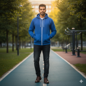 Blue Zip Athletic Hoodie