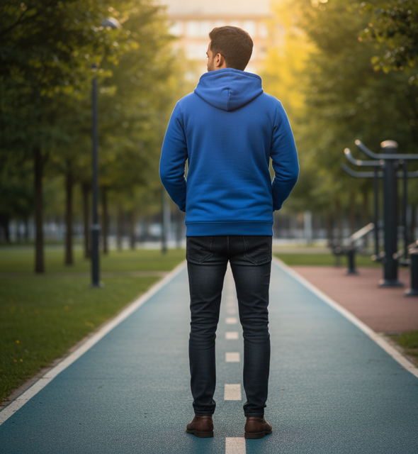 Blue Zip Athletic Hoodie - Image 2