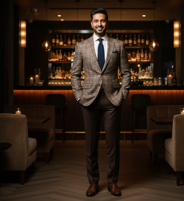 Brown Checked Blazer