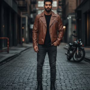 Brown Faux Leather Jacket
