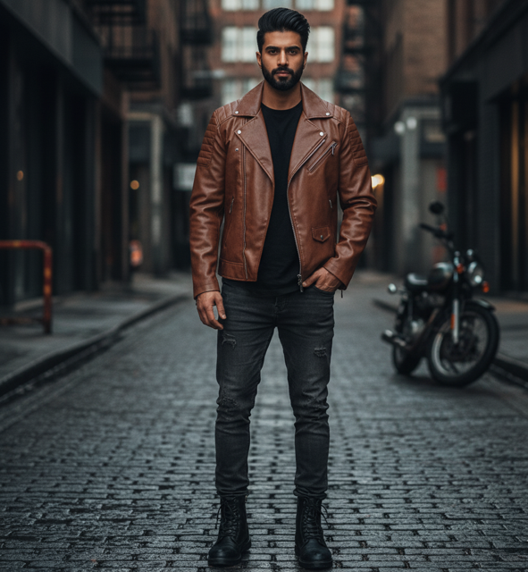 Brown Faux Leather Jacket