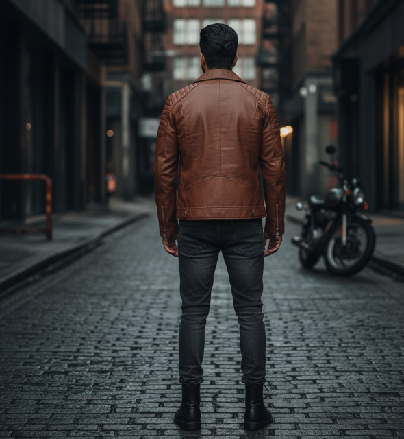Brown Faux Leather Jacket - Image 2