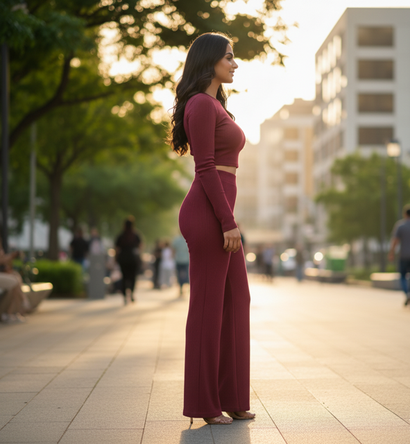 Burgundy Ribbed Co-ord Set - Image 2