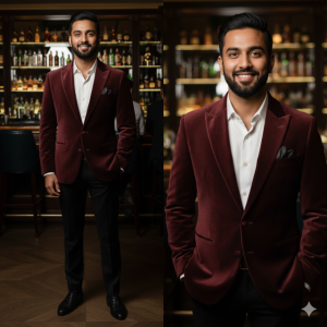 Burgundy Velvet Blazer