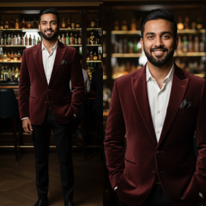 Burgundy Velvet Blazer