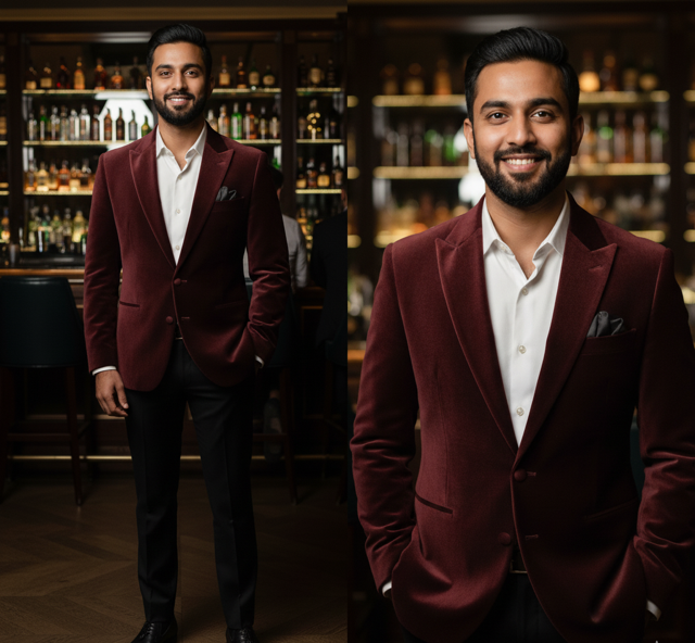 Burgundy Velvet Blazer