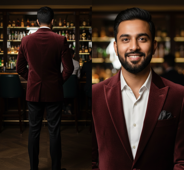 Burgundy Velvet Blazer - Image 2