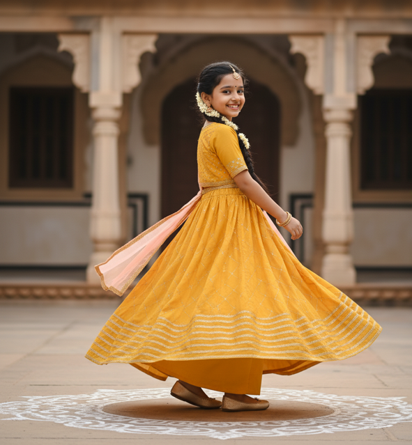Chanderi Lehenga Choli with Gota - Image 2