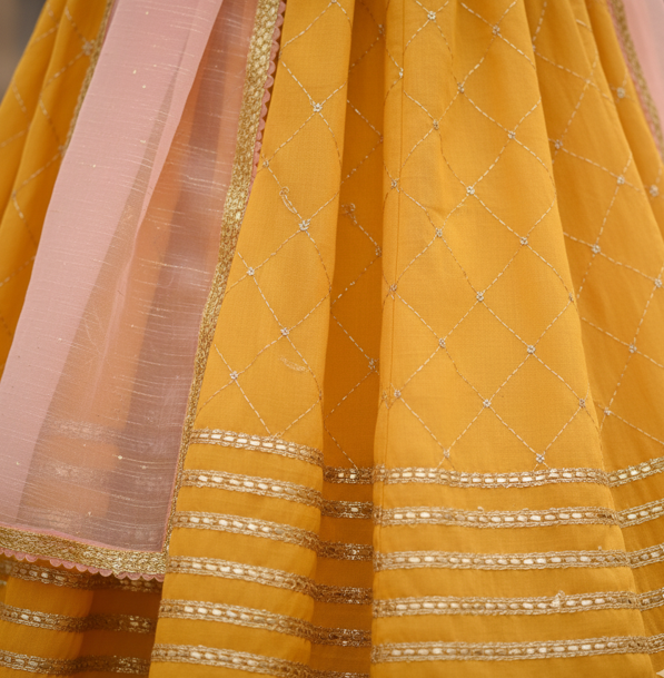 Chanderi Lehenga Choli with Gota - Image 3