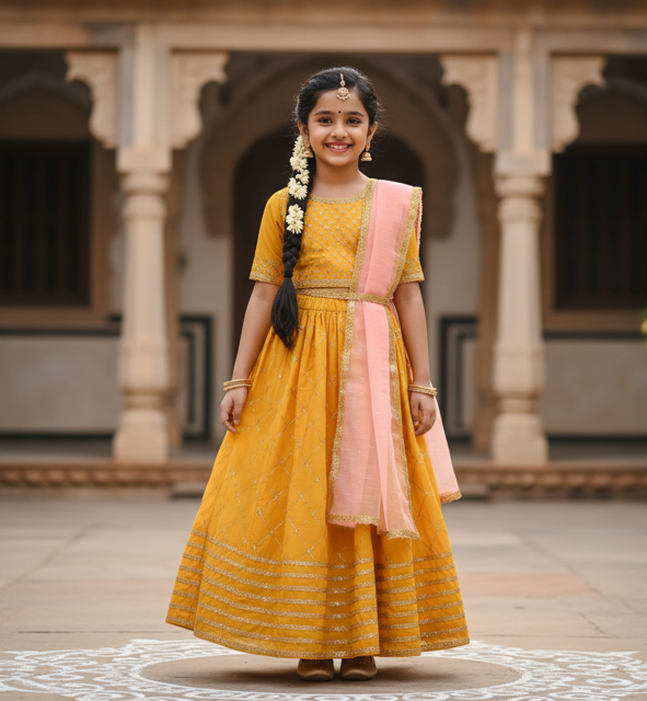 Chanderi Lehenga Choli with Gota