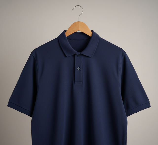 Classic Navy Blue Pique Polo