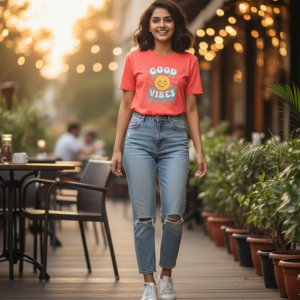 Coral Graphic Print Tee