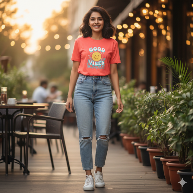 Coral Graphic Print Tee