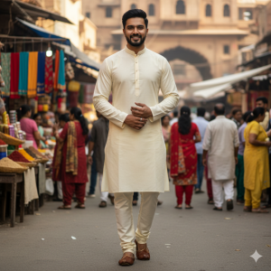 Cream Cotton Kurta Pajama