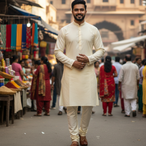 Cream Cotton Kurta Pajama