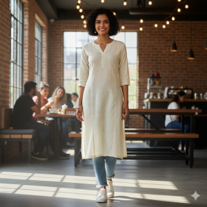 Cream Cotton Tunic Top