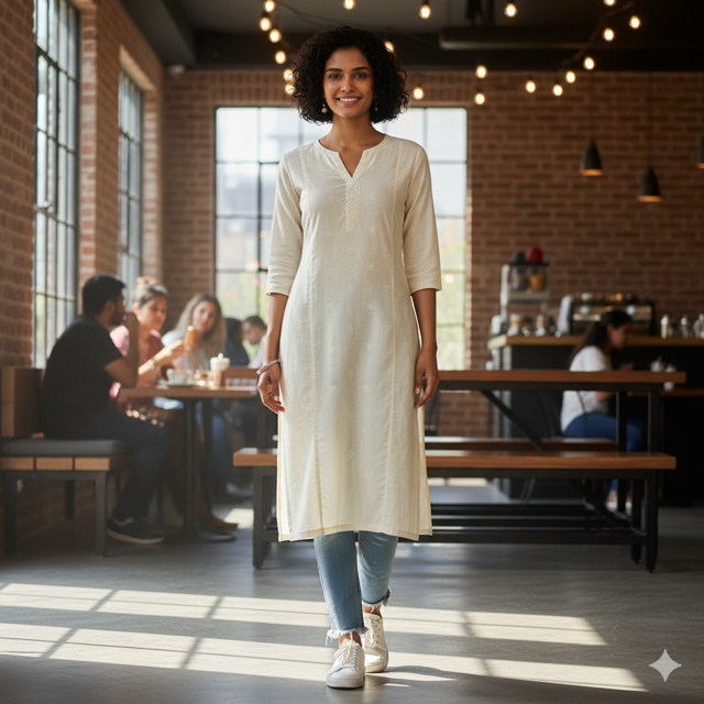 Cream Cotton Tunic Top