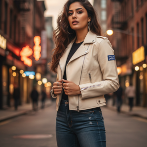 Cream Faux Leather Jacket