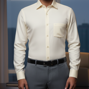 Cream French Cuff Formal Shirt