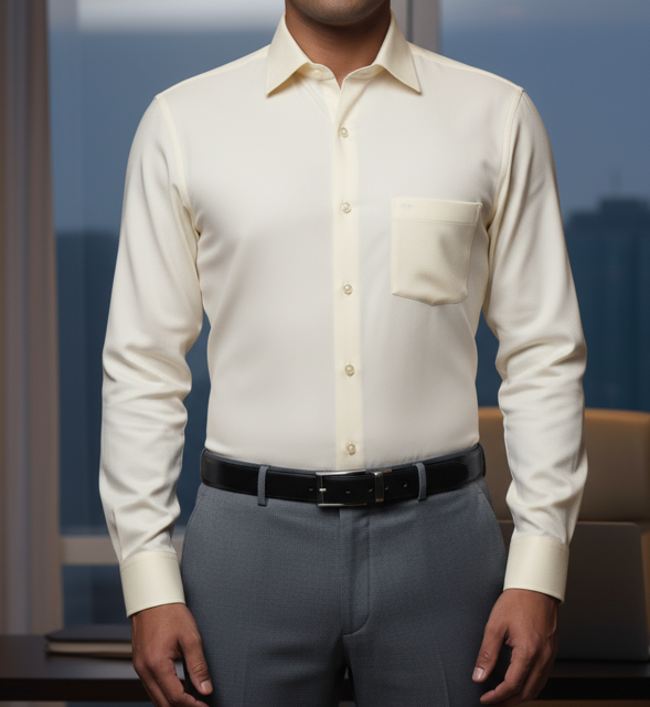 Cream French Cuff Formal Shirt