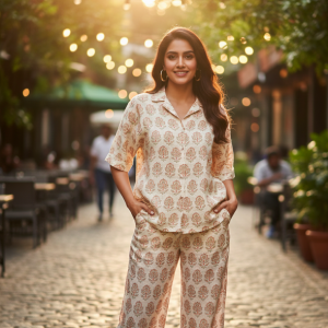 Cream Linen Co-ord Outfit