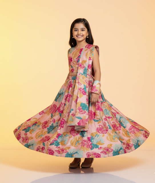 Digital Print Silk Lehenga