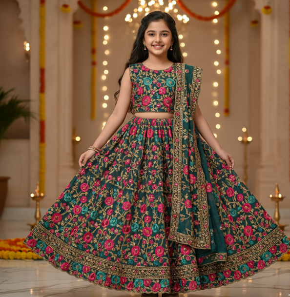 Floral Embroidered Lehenga - Image 2