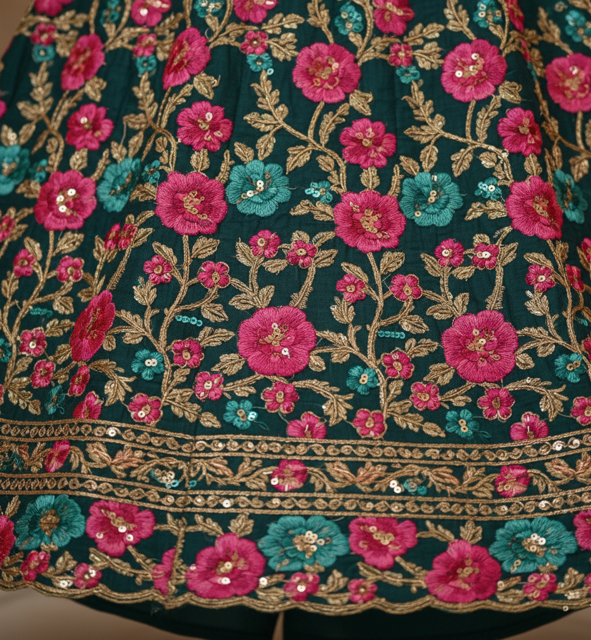 Floral Embroidered Lehenga - Image 3