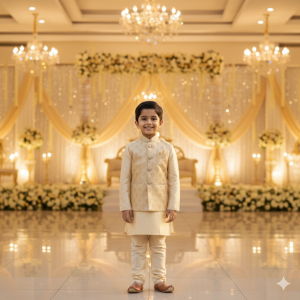 Gold Silk Nehru Jacket Set