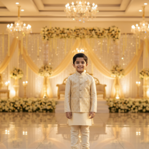 Gold Silk Nehru Jacket Set