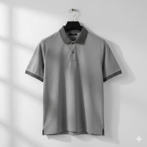 Gray Contrast Collar Polo