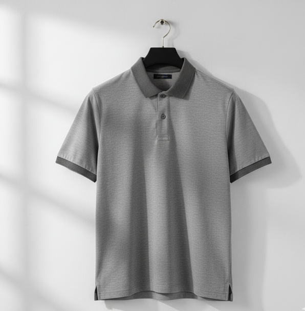 Gray Contrast Collar Polo