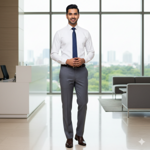 Gray Flat Front Formal Pants