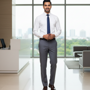Gray Flat Front Formal Pants