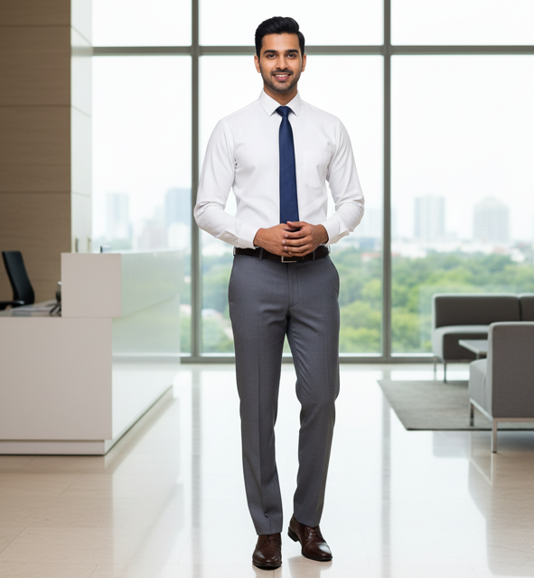 Gray Flat Front Formal Pants