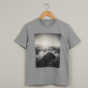 Gray Photo Print T-Shirt
