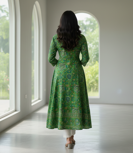 Green A-Line Kurti - Image 2