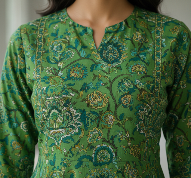 Green A-Line Kurti - Image 3