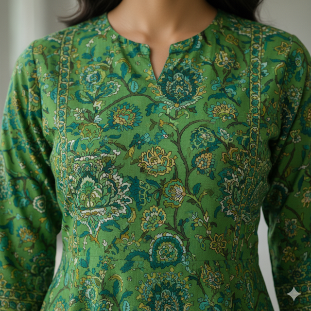 Green A-Line Kurti - Image 3