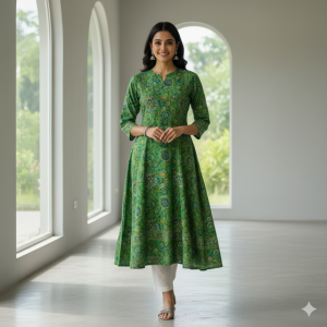 Green A-Line Kurti