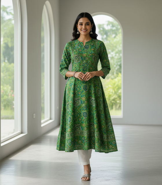 Green A-Line Kurti