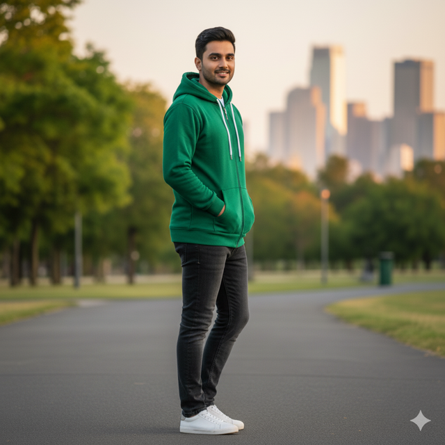 Green Full Zip Fleece Hoodie - Image 2