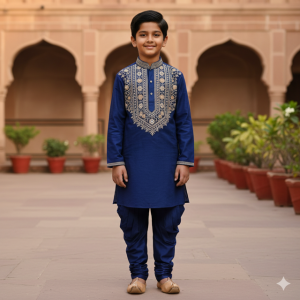 Indigo Embroidered Kurta Set