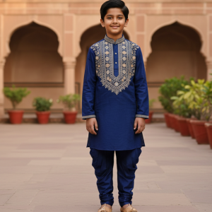 Indigo Embroidered Kurta Set