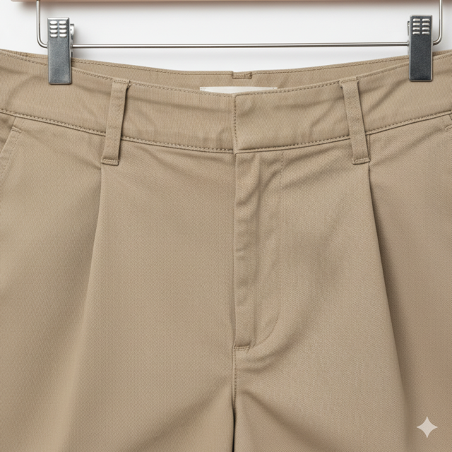 Khaki Cotton Shorts - Image 2
