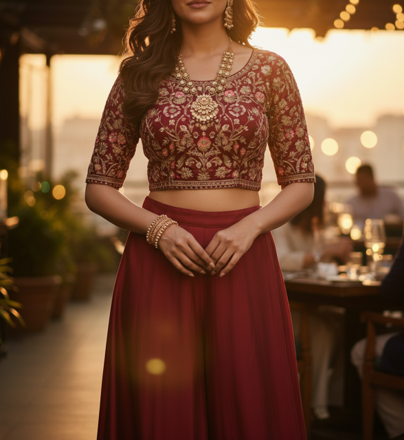 Maroon Ethnic Co-ord Set